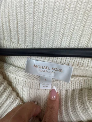 Michael Kors Collection 100% Cashmere Off Shoulder Sweater Cream S thumbnail 3