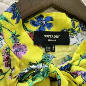 NWOT Superdry Wonens Long Sleeves Ruffled Floral Mini Dress Yellow Size 12 thumbnail 6