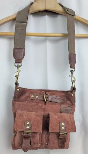 Mo & Co Suede leather Crossbody Bag Brown thumbnail 1