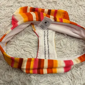 Shade & Shore striped low rise cheeky bikini bottom‎ orange red size XS thumbnail 6