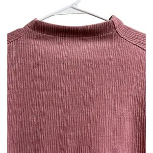 Madewell Striped Jacquard Funnelneck Top Soft Ribbed Woodrose Pink Medium thumbnail 4
