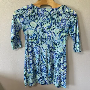 Lilly Pulitzer Marlowe Dress Sand Dollar Indigo‎ Blue Pima Cotton Size Medium thumbnail 4