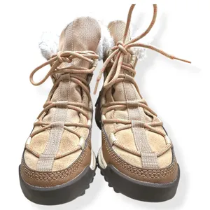 Sorel ONA RMX Glacy Waterproof Suede Canvas Tan Faux Fur Gorpcore Ski Womens 8 thumbnail 5