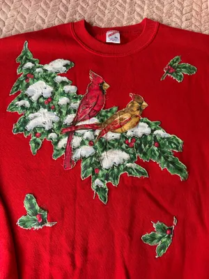 Vintage 90’s Red JERZEES Embroidered Christmas Sweater thumbnail 2