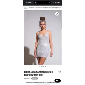 AKIRA White Rhinestone Studded Mini Dress Womens Size Small S Lace Up Open Back thumbnail 2