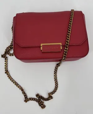 Charles & Keith Scarlet Pebbled Crossbody with Gold Chain Strap thumbnail 1