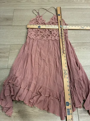 FP One Free People Adella Mini Slip Dress Pink Lace Size L thumbnail 4