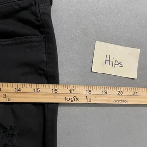 American Eagle Size 4 Black Stretch Distressed Denim Jeans Jegging Skinny Emo thumbnail 10