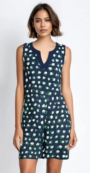 Draper James x Lands' End‎ Blue Floral Shift Dress Petites Size Medium thumbnail 1