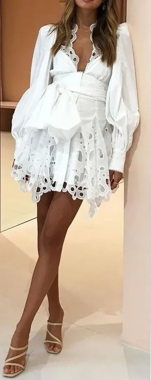 Acler Vicount Dress Embroidered Eyelet Dress Ivory White Size 6 NWT NEW thumbnail 1