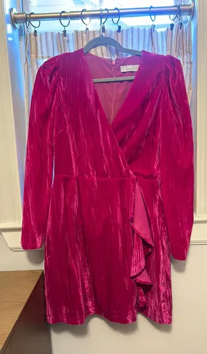 Adelyn Rae Pink Velvet Dress thumbnail 2