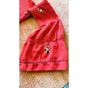 Free People Red Off Shoulder Embroidered Dress Size M thumbnail 7