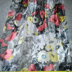 Vintage Silk Feel Scarf Korea Rectangular Floral Sage Yellow Peach 13.5 X 57 in thumbnail 12
