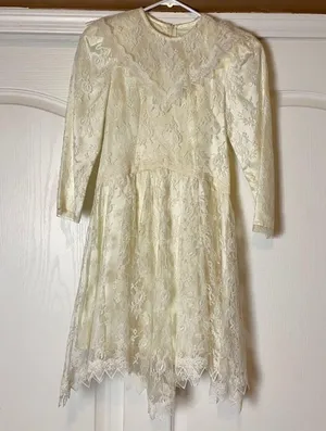 80s VINTAGE JESSICA MCCLINTOCK GUNNE SAX CREAM LACE WEDDING DRESS thumbnail 1