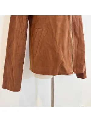 Commense Jacket Size‎ XS Camel Brown Faux Suede Zip Front Shoulder Pad Corpcore thumbnail 5