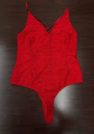 Windsor Red Lace Bodysuit Size Large thumbnail 1