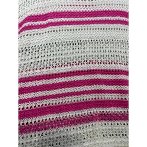 POL Womens‎ Striped Sweater Pink White Sz M Open Knit Beachy thumbnail 4