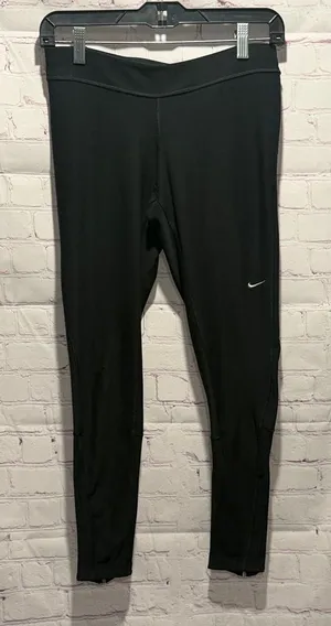Nike Dri‎ Fit Black Performance Leggings with Small Swoosh Woman’s Size Medium thumbnail 1