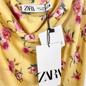 NEW Zara The Safia Floral Yellow Satin Slip Dress Large Blogger Fave thumbnail 2