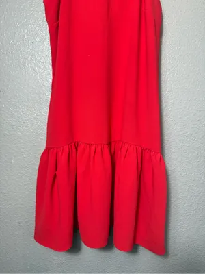 Amanda‎ Uprichard High Neck Drop Waist Ruffle cocktail, wedding Dress Coral XS thumbnail 5