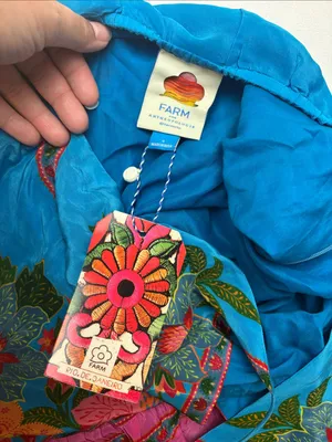 Farm Rio size small new Vibrant Floral Halter Midi Dress Anthropologie slip thumbnail 4