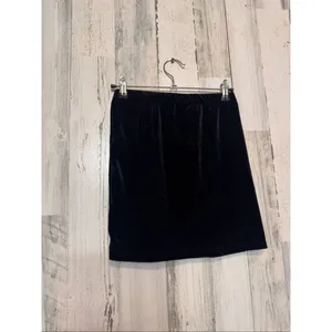 Petite XXS Black Velvet Mini Skirt with Side Slit thumbnail 6