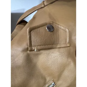 Love Tree Medium Tan Moto Jacket Women's Faux Leather‎ Biker thumbnail 3