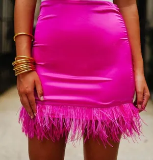 Nyla Skirt Pink Feather Skirt thumbnail 1