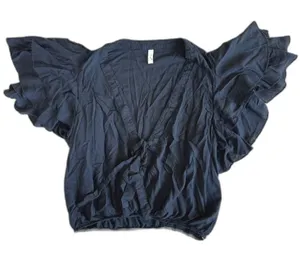 Intimately Free People Top Womens Medium Black Ruffle Flutter Sleeve Whimsygoth thumbnail 1