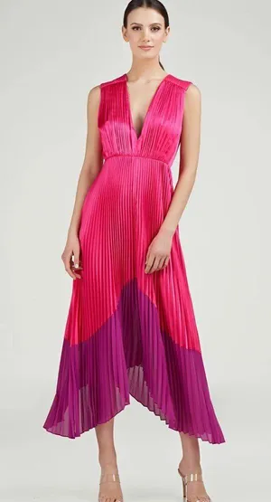 AMUR Amelia Formal Pleated Midi Dress thumbnail 1