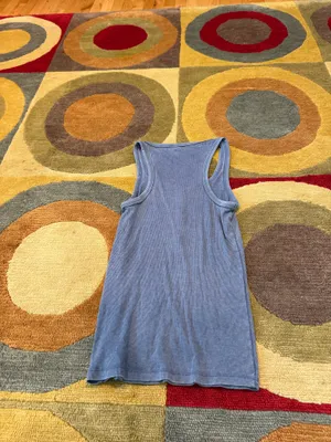 Aerie Blue Vintage Wash Henley Tank Top Ribbed Size Large thumbnail 4
