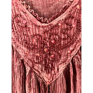 Lapogee Womens 2X Burgundy Crinkle Sequin Embroidered Boho Tunic‎ Tank Top thumbnail 2