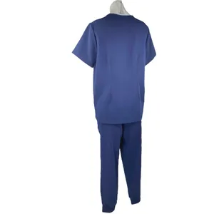 Jaanuu Women's Blue Short Sleeve Pocket Medical Scrub Pants 2 Pc Set Size M thumbnail 2