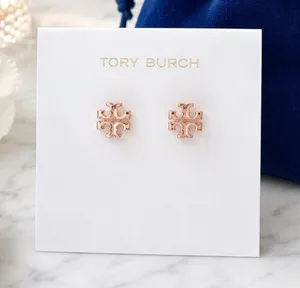 Tory Burch Rose Gold Double T Logo Stud Earrings NWT NWT thumbnail 1