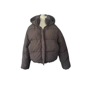 HM Ultralight Hooded Puffer Jacket Womens Small Chocolate Brown Quilted Coat thumbnail 3