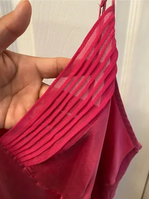 Valerie Stevens Hot Pink Satin Slip with Pleated Hem 100% Silk thumbnail 3