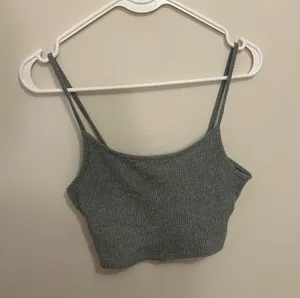 Garage Ribbed Crop Tank Grey thumbnail 1
