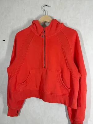 Lululemon Women’s Scuba Oversized 1/2 Zip Hoodie in Autumn Red Orange M/L thumbnail 4