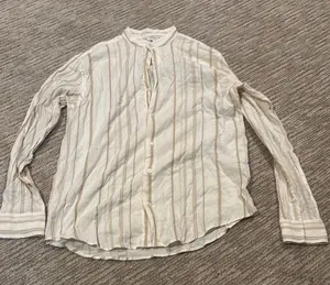 Zara Cream Striped Button-Up Blouse thumbnail 1