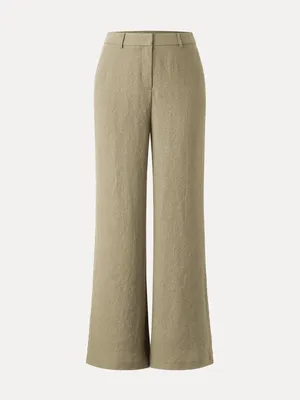 OGL Tan European Linen Blend Mid Rise Flared Pant with Pockets Sz M thumbnail 2