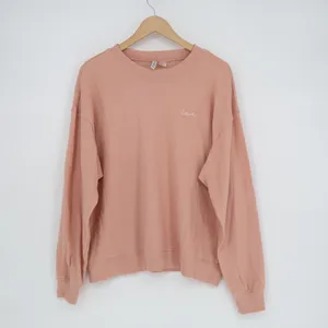 H&M Divided Sweatshirt Womens XL Pink Cotton Love Embroidered Crew Neck Pullover thumbnail 2