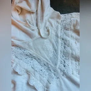 Free people movement white lace studio hoodie nwt large thumbnail 3