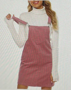Pink Corduroy Overall Bib Pinafore Suspender Dress, size S thumbnail 5