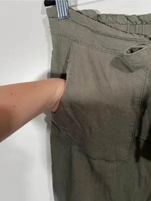 Vintage Petites Linen Blend Cargo Pants Green Size Petite Large thumbnail 7