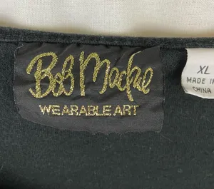 Bob Mackie Bon Mackie Wearable Art Embroidered Flower Bouquet Black Top Size Extra Large thumbnail 6
