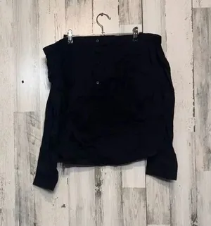 Express Black Off Shoulder Blouse Size Large Button Front Long Sleeve Top thumbnail 1