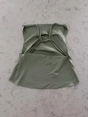 Dress Forum Sage Green Strapless Satin Tank thumbnail 2