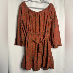 Vici Orange and Green Cheetah Print Dress XL thumbnail 2