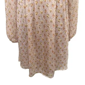 Storia Mini Dress Floral Long Sleeve Square Neck‎ Open Back Tie Pink Size Small thumbnail 3