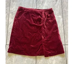 Anthropologie Connie Ruched Velvet Mini Skirt Jewel Tone Deep Red 10 thumbnail 3